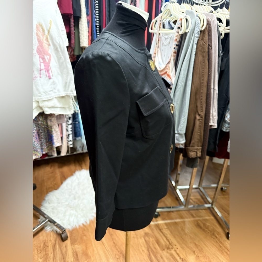 Michael Kors Black Gold Clasp Cropped Blazer Jacket Size S - Picture 4 of 6